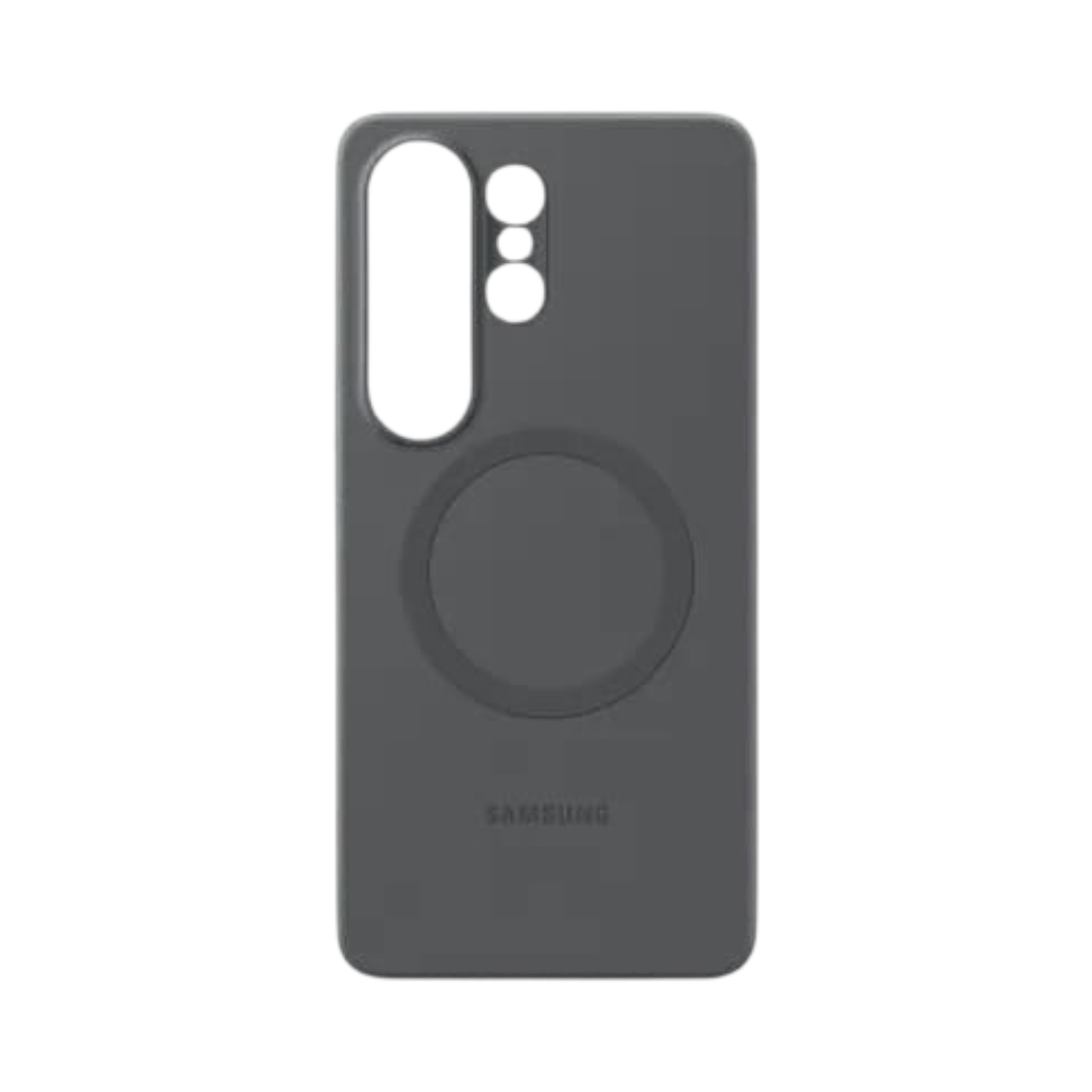 OBtech Galaxy S26 Ultra grey silicone magnetic case with precise camera cutouts and wireless charging ring