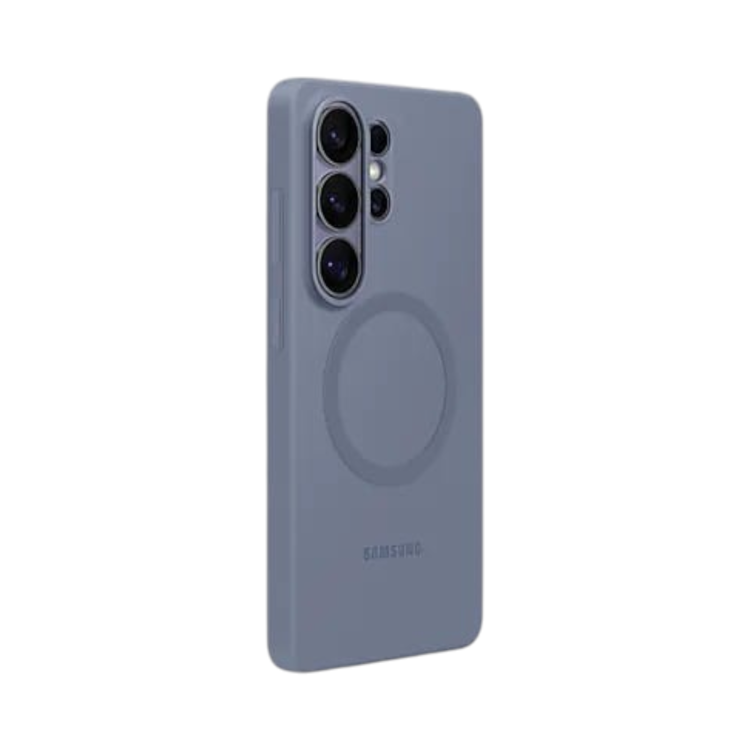 OBtech Galaxy S26 Ultra blue violet silicone magnetic case with a slim, soft-touch finish and raised camera protection.