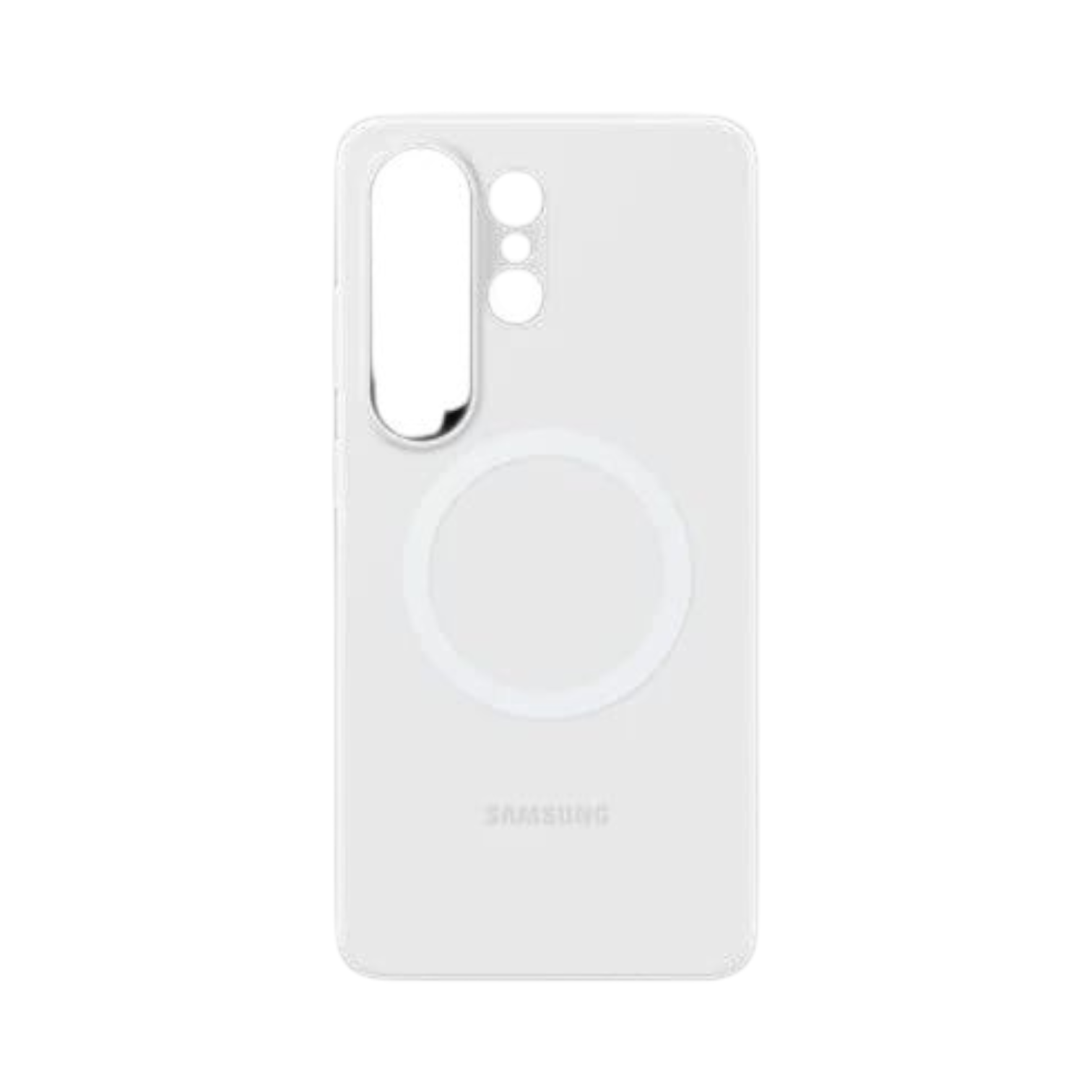 OBtech white silicone magnetic case for Samsung Galaxy S26 Ultra with precise camera cutout and wireless charging ring