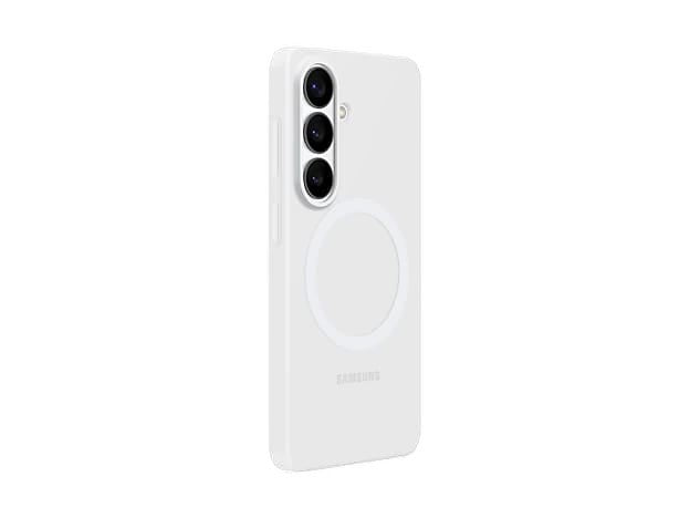 OBtech white silicone magnetic case for Galaxy S26 with slim profile and raised camera protection