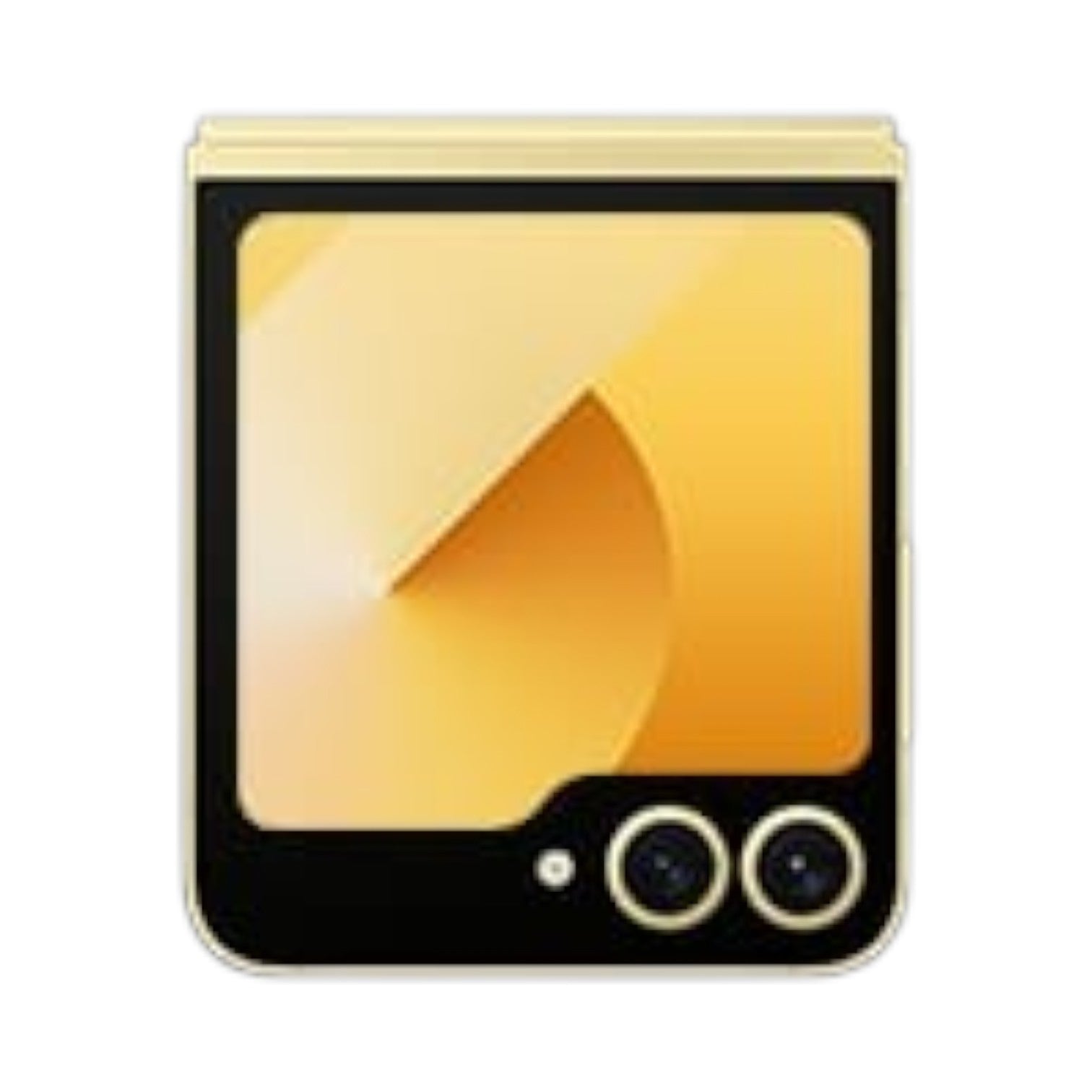 OBtech Samsung Galaxy Z Flip6 in yellow with a 3.4-inch FlexWindow cover display and dual rear camera system.