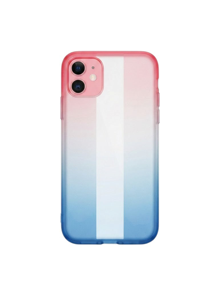 OBtech iPhone 11 dual tone protective case with a red to blue gradient finish and a vertical clear stripe