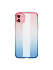 OBtech iPhone 11 dual tone protective case with a red to blue gradient finish and a vertical clear stripe
