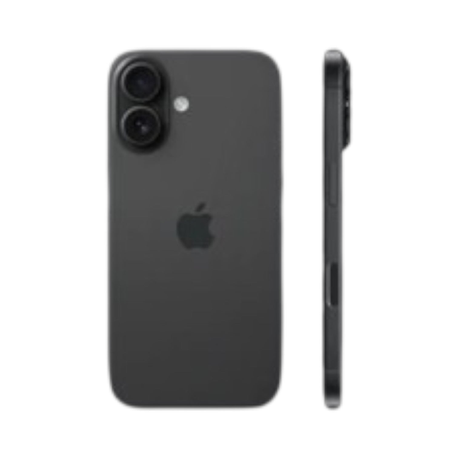 OBtech iPhone 16 in black showing the rear dual-camera system and slim side profile view.
