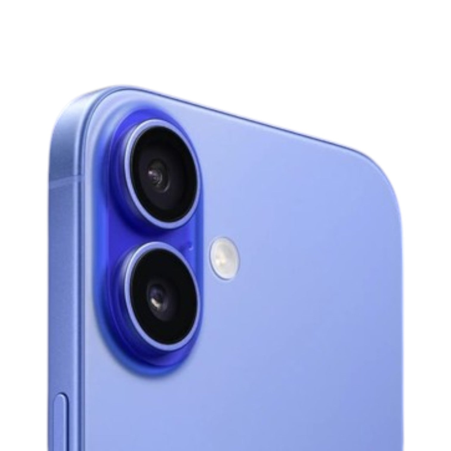 OBtech iPhone 16 blue smartphone showing the vertical dual-camera system and sleek matte finish