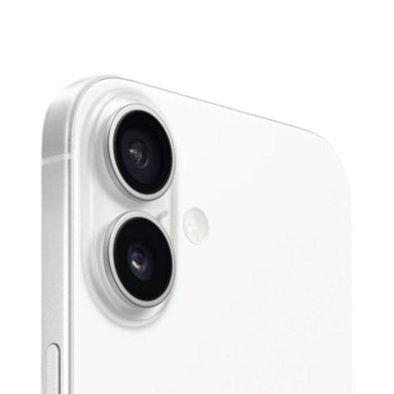 OBtech iPhone 16 white smartphone showing the vertical dual-camera system and sleek durable frame