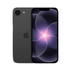 OBtech iPhone 16e smartphone in black showing the front display and rear camera casing
