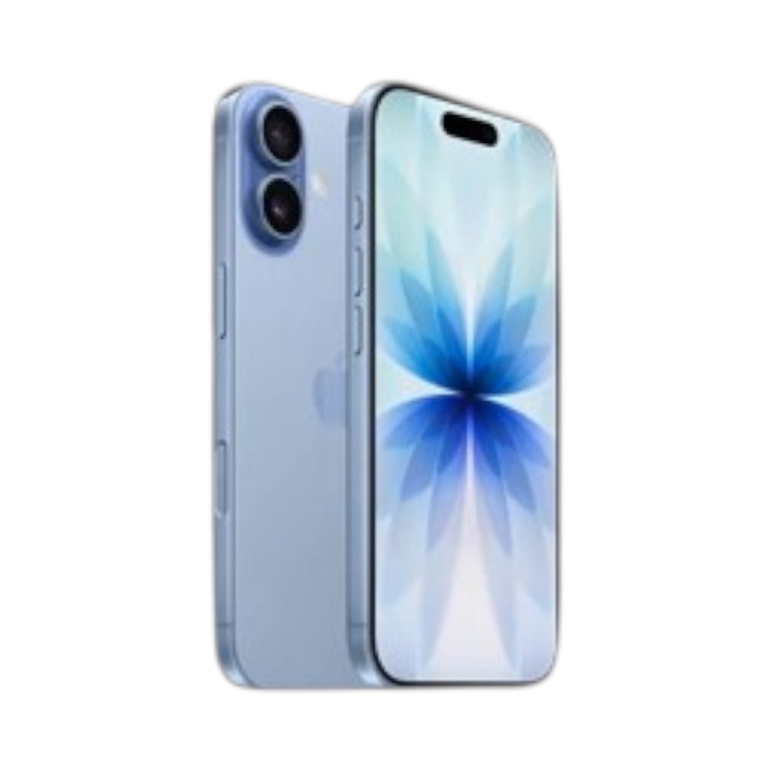 OBtech iPhone 17 in light blue with dual camera system and vibrant Super Retina display on a white background