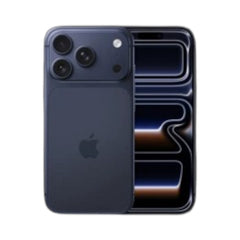 OBtech iPhone 17 Pro in dark blue with a triple-lens camera system and Super Retina display.