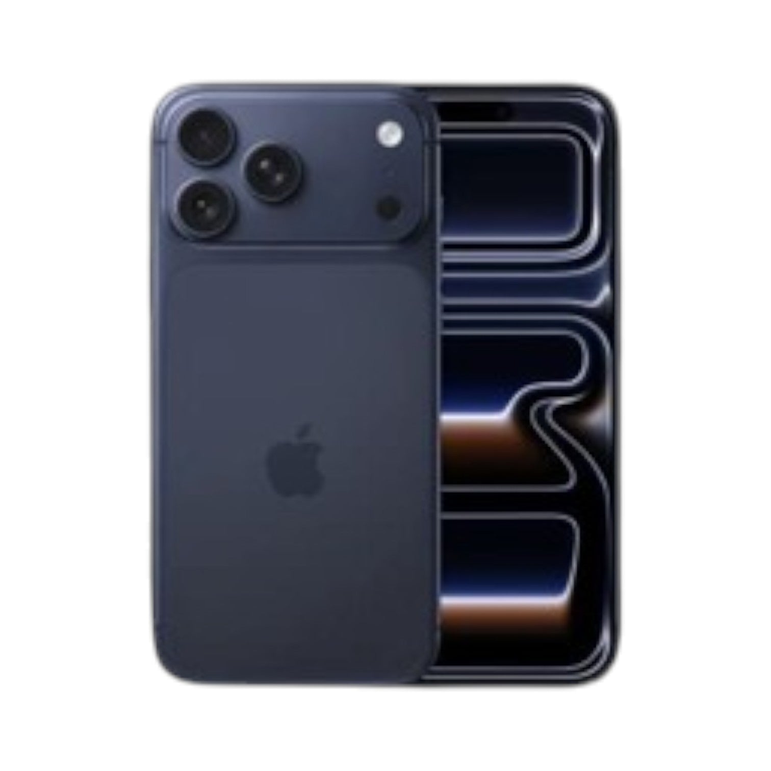 OBtech iPhone 17 Pro Max in dark blue titanium with a triple-lens camera system and large immersive display.