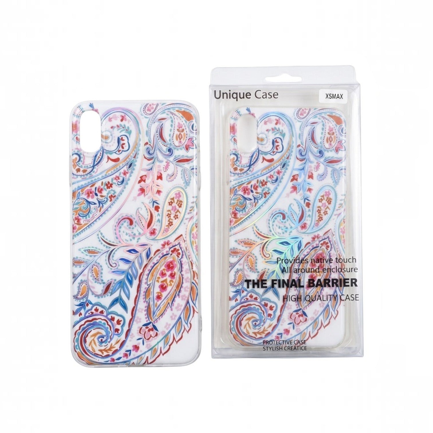 OBtech iPhone 6 protective case featuring a colourful floral paisley pattern in a slim, shock-resistant design.