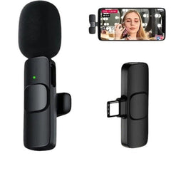 OBtech K9 wireless microphone with black foam windscreen and plug-in receiver for smartphone content creation