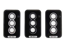 OBtech Kuzoom HD invisible AR lens protectors in silvery, black, and transparent finishes for smartphone cameras
