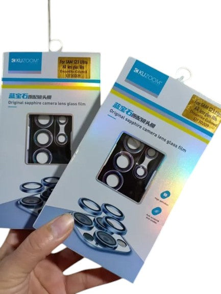 OBtech Kuzoom sapphire camera lens glass protectors in retail packaging for Samsung S23 Ultra
