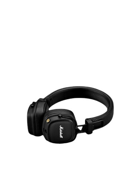 OBtech Marshall Major IV wireless on-ear headphones in black with a textured finish and gold control knob.