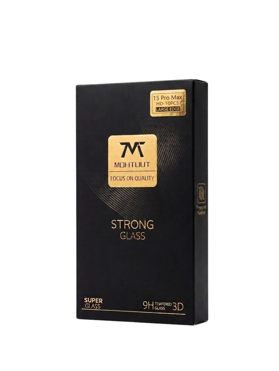 OBtech MOHTUUT HD clear tempered glass screen protector box for iPhone 15 Pro Max with 9H hardness and 3D design