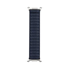 OBtech navy blue breathable cotton watch strap for Apple and Galaxy smartwatches with silver metal connectors