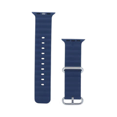 OBtech navy blue silicone watch strap with a silver metal buckle for Apple and Galaxy smartwatches
