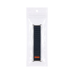 OBtech navy blue breathable cotton smartwatch strap in clear protective packaging for Apple and Galaxy watches