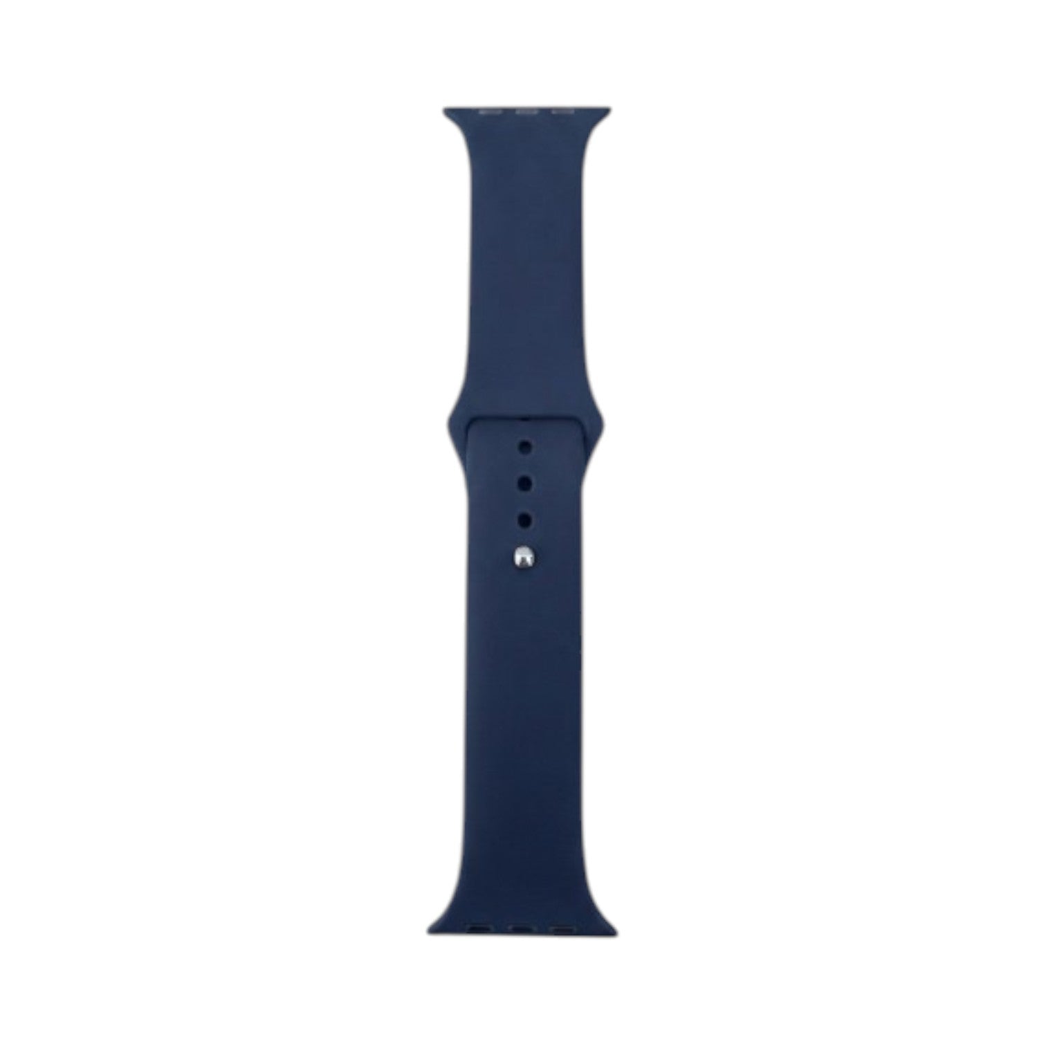 OBtech navy blue silicone watch strap for Apple and Galaxy watches with a secure pin-and-tuck closure