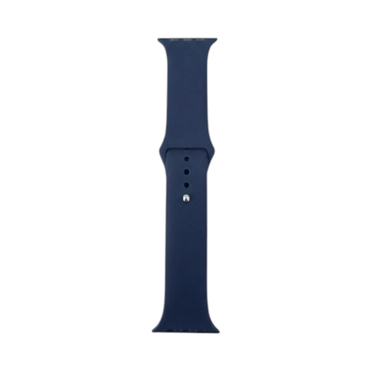 OBtech navy blue silicone watch strap for Apple and Galaxy watches with a secure pin-and-tuck closure
