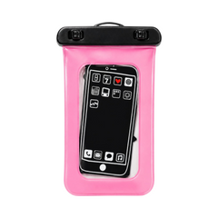 OBtech pink waterproof mobile cover with clear touchscreen window for smartphone protection during outdoor activities