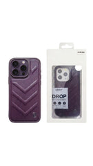 OBtech purple iPhone 14 case with a quilted chevron pattern and protective packaging