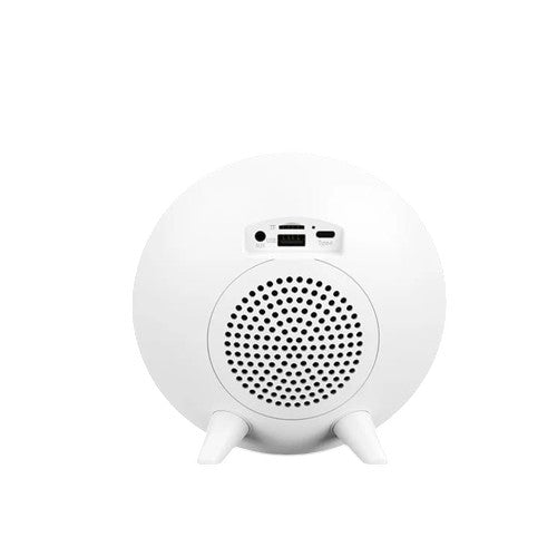 OBtech Recci Moonlight Series wireless Bluetooth speaker in white with rear ports and tripod stand design