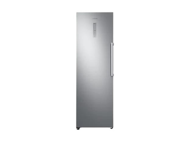 OBtech Samsung 315L 1-door freezer in silver with SpaceMax technology and a sleek modern vertical design.