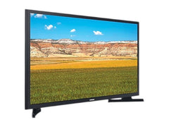 OBtech Samsung 32 inch T5300 HD flat smart TV with slim black bezel and stand showing a vibrant landscape display