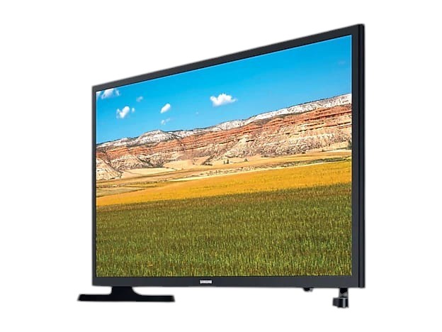 OBtech Samsung 32 inch T5300 HD flat smart TV with slim black frame displaying a vibrant landscape scene