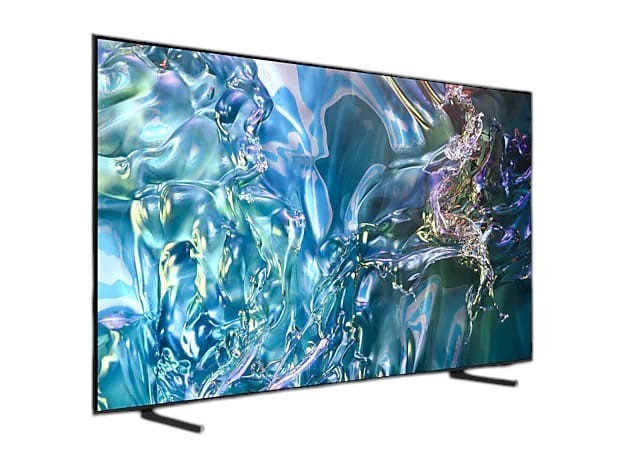 OBtech Samsung 55 inch QLED Q60D 4K Smart TV with ultra-slim AirSlim design displaying vibrant abstract blue graphics.