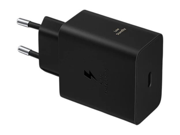 OBtech Samsung 60W USB-C power adapter in black with Super Fast Charging 3.0 and compact travel-friendly design.