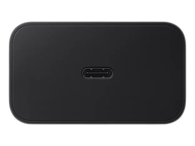 OBtech Samsung 60W USB-C power adapter in a sleek black finish with a single fast-charging port.