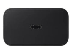 OBtech Samsung 60W USB-C power adapter in a sleek black finish with a single fast-charging port.