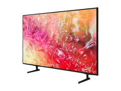 OBtech Samsung 65 inch Crystal UHD 4K Smart TV with slim bezel design displaying vibrant abstract red graphics