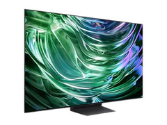 OBtech Samsung 65 inch S90D 4K OLED smart TV with ultra-slim LaserSlim design displaying vibrant green abstract art