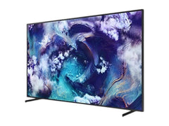 OBtech Samsung 75-inch Neo QLED 8K Smart TV with ultra-slim bezel design displaying vibrant abstract blue cloud art.
