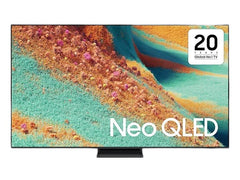 OBtech 75-inch Samsung Neo QLED 4K smart TV with ultra-slim bezels displaying a vibrant abstract landscape image.