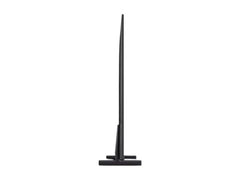 Side profile of the slim OBtech Samsung 85 inch Crystal UHD 4K Smart TV showing its sleek Air Slim design on a stand.