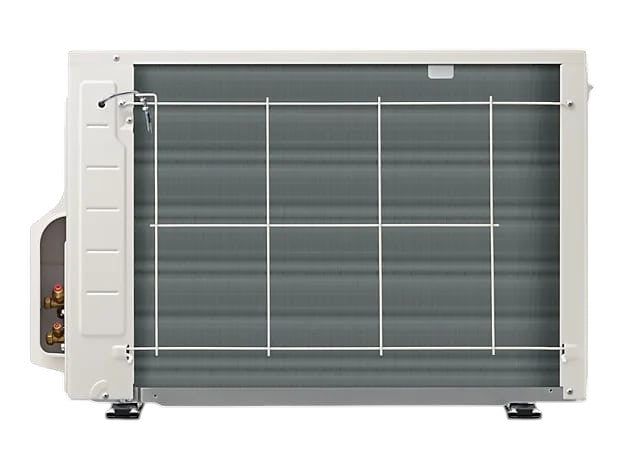 OBtech Samsung WindFree 18000 BTU air conditioner outdoor unit with grey metal condenser fins and protective grille