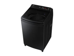 OBtech Samsung 21kg top-load washing machine in sleek black with Eco bubble technology and digital LED control panel