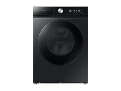 OBtech Samsung AI Eco bubble washer dryer combo in sleek black with a tempered glass door and digital control panel.
