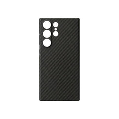 OBtech black woven fiber and leather case for Samsung Galaxy S22 and S23 with camera cutouts