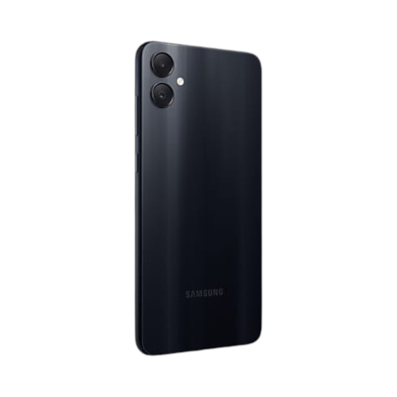 OBtech Samsung Galaxy A05 smartphone in black, showing the dual rear camera setup and sleek back panel design.
