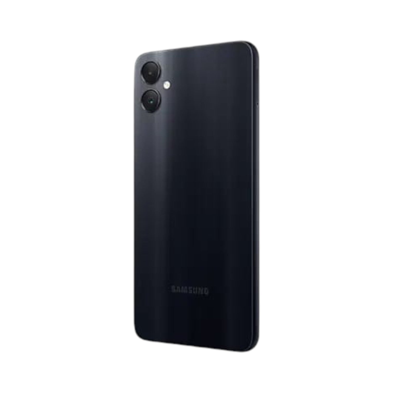 OBtech Samsung Galaxy A05 smartphone in black, showing the dual rear camera setup and sleek back panel design.