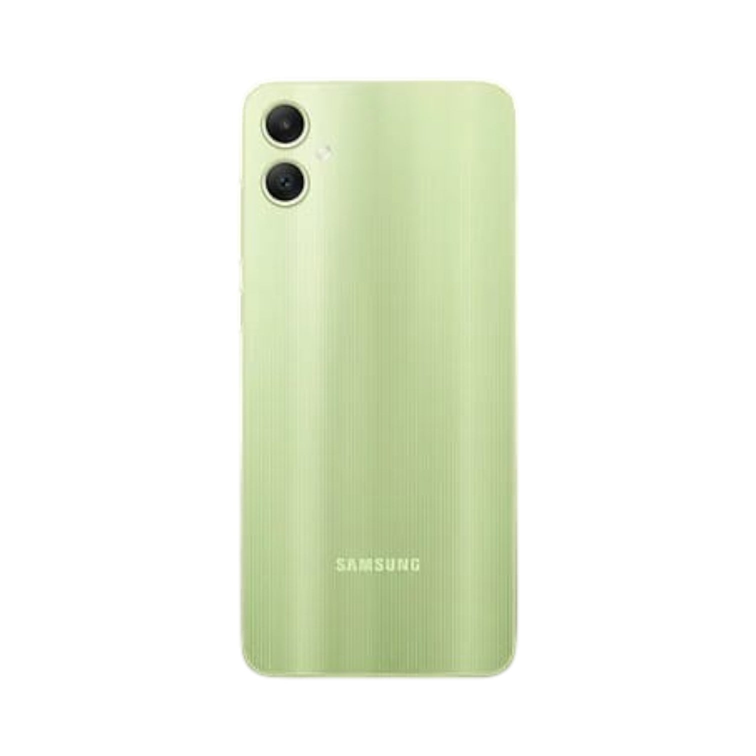 OBtech Samsung Galaxy A05 smartphone in light green with a dual rear camera system and textured back panel