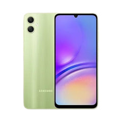 OBtech Samsung Galaxy A05 smartphone in light green with a 6.7-inch display and dual rear camera system