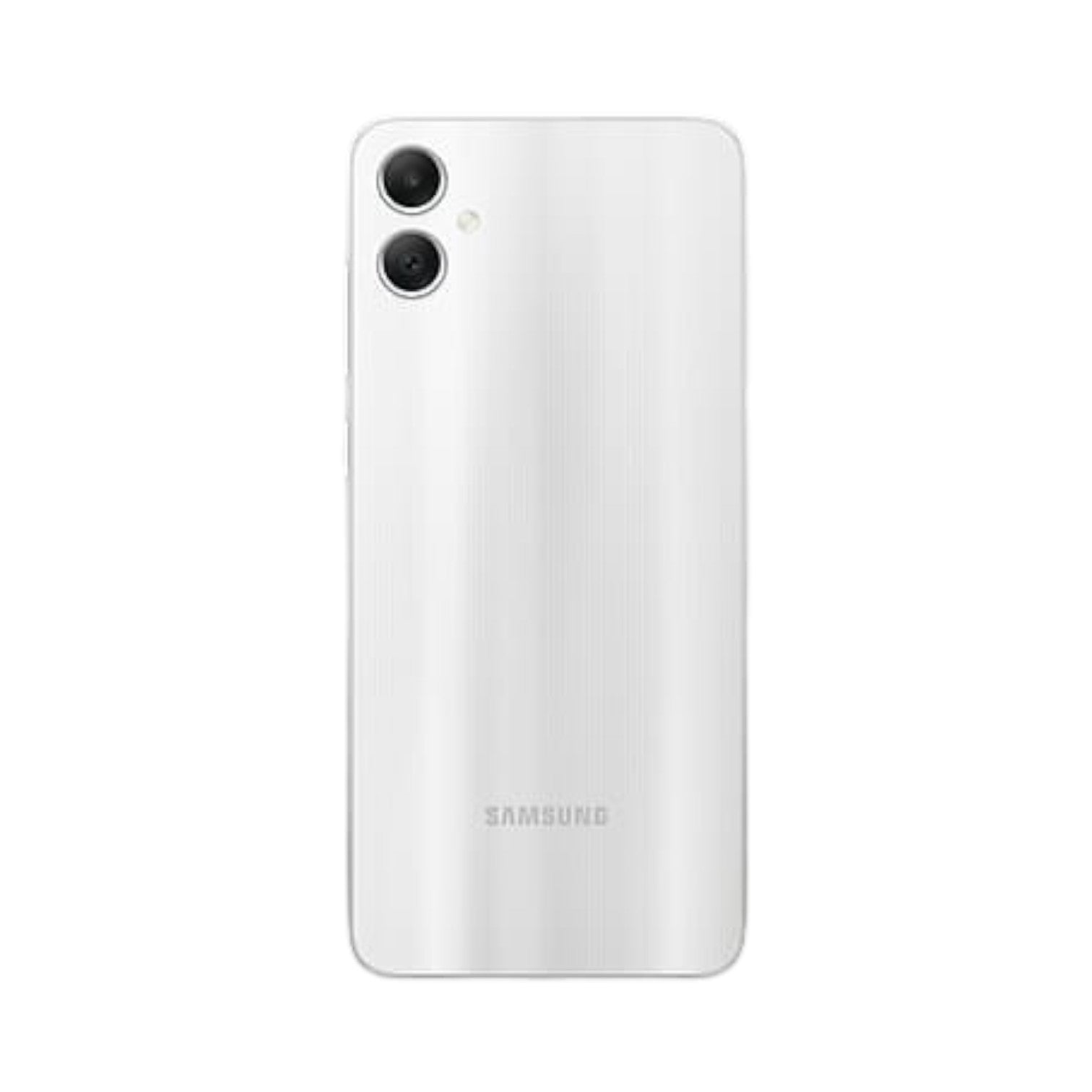 OBtech Samsung Galaxy A05 smartphone in white, featuring a dual rear camera system and a clean, modern back design.