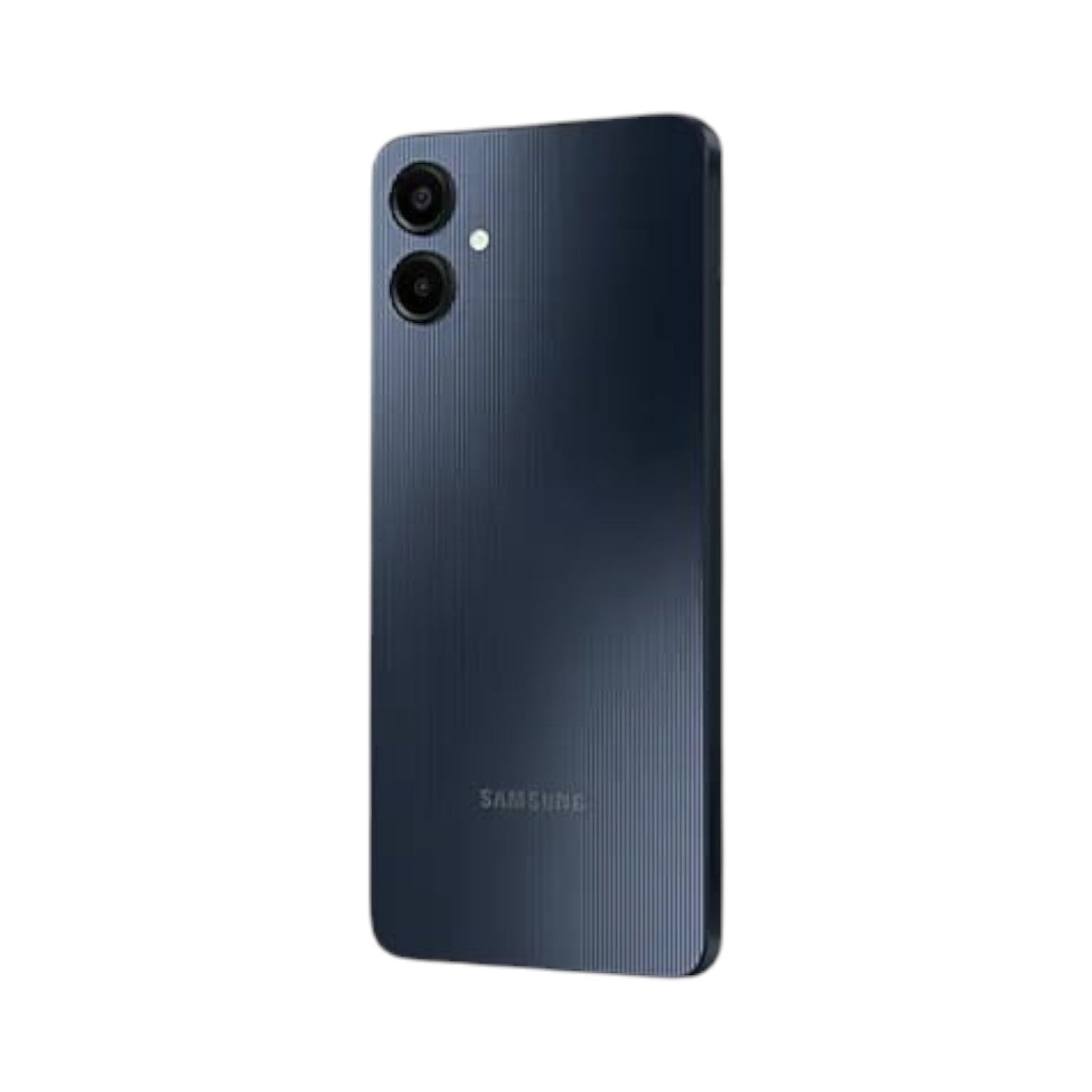 OBtech Samsung Galaxy A06 smartphone in dark blue with a textured back and dual rear camera system.